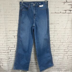 NWT Old Navy Size 8 Extra High-Rise Sky-Hi Wide Leg Jeans Braided Sides